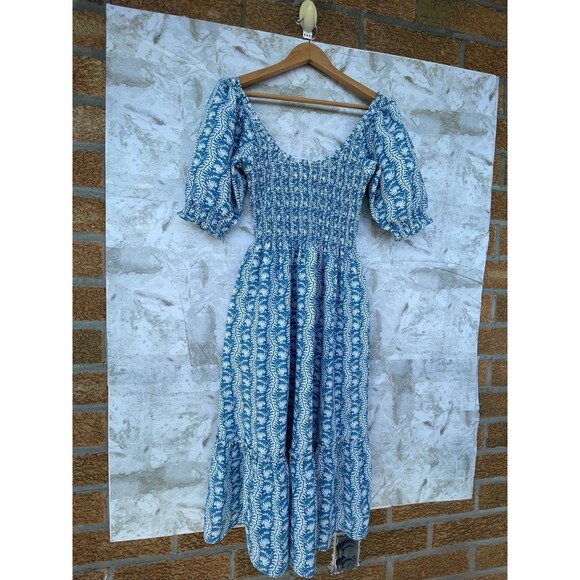 Hill House The Louisa Nap Blue Trailing Vine Crepe Midi Dress size small - Picture 3 of 9